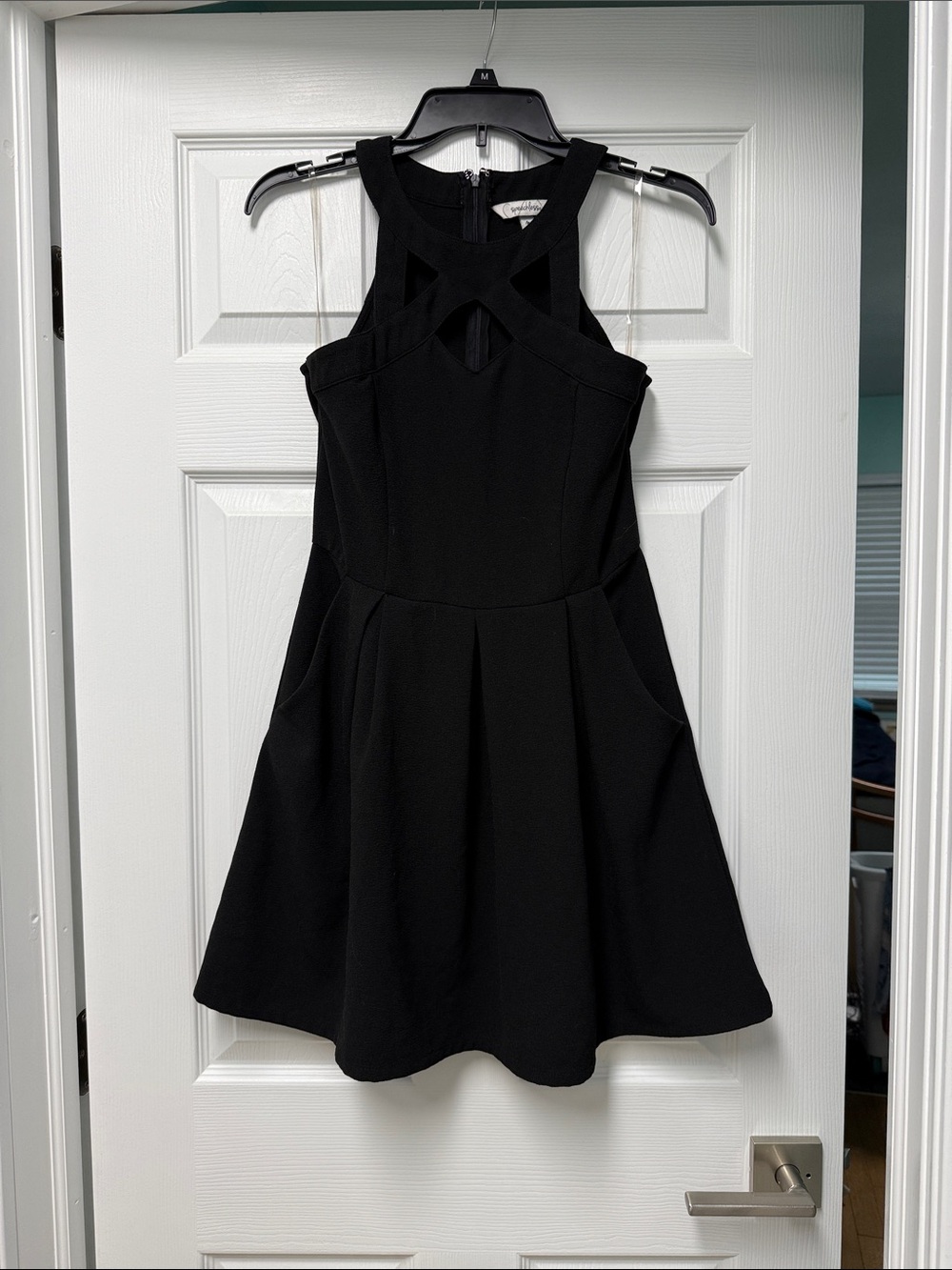 Speechless Black Sleeveless Fit & Flare Dress with Cutout Halter Neck